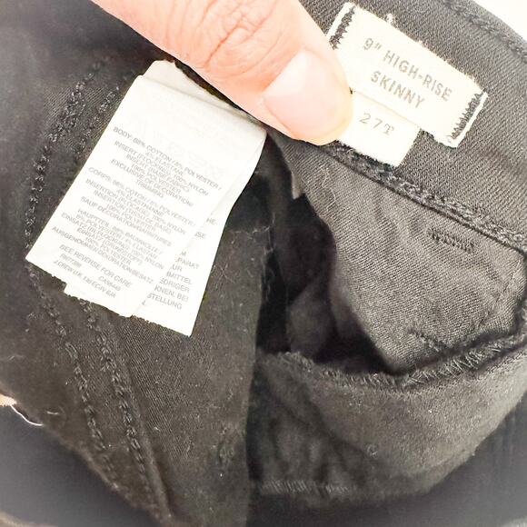 Madewell Black 9" High-Rise Skinny Tuxedo Accent Stripe Style Jeans Size 27T - Picture 3 of 6